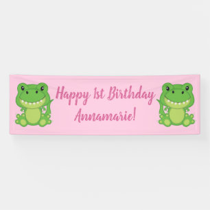 T-Rex Dinosaur Birthday Party Pink Spandoek