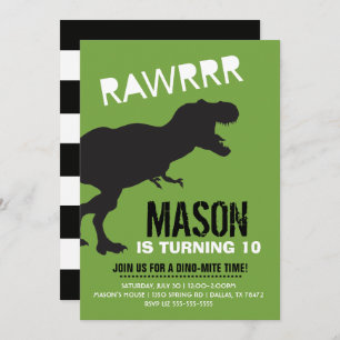 T Rex Dinosaur Boy Birthday Uitnodiging