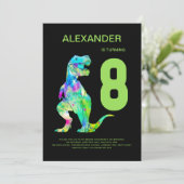 T-Rex Dinosaur Boys 8e Verjaardagsfeest Kaart (Staand voorkant)