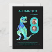 T-Rex Dinosaur Boys 8e Verjaardagsfeest Kaart (Voorkant)