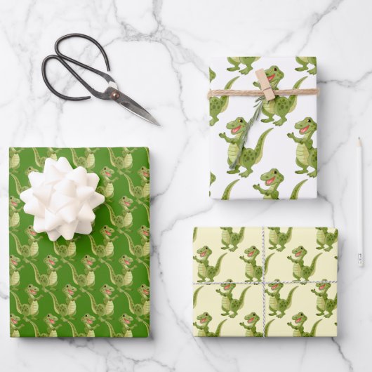 T-Rex Dinosaur Design Wrapping Paper Sheets (Voorkant)