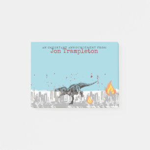 T-Rex dinosaur die de stad aanvalt op maat Post-it® Notes