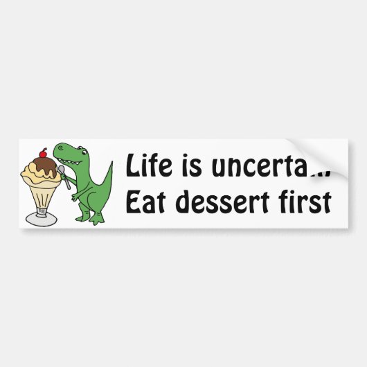 T-Rex Dinosaur Eating Ice Cream Sundae Bumpersticker (Voorkant)
