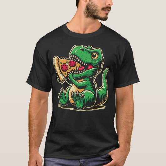 T-Rex Dinosaur Eating Pizza Funny Dino Lover T-shirt (Voorkant)