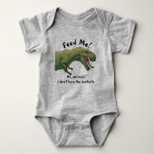 T-Rex Dinosaur Feed Me Baby Outfit One-Piece Romper (Voorkant)