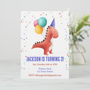 T-Rex Dinosaur Feest Dier Verjaardagsuitnodiging Kaart