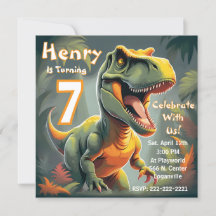 T-Rex Dinosaur Fête Invitation Anniversaire