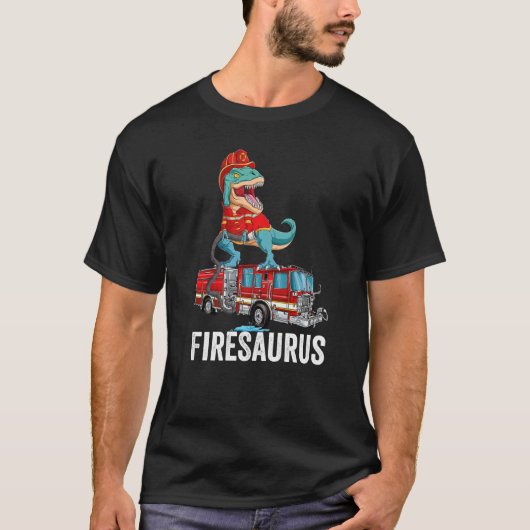 T Rex Dinosaur Firefighter Fireman Firefighting Fi T-shirt (Voorkant)