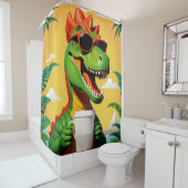 T-Rex Dinosaur Grappig Douchegordijn (In situ)