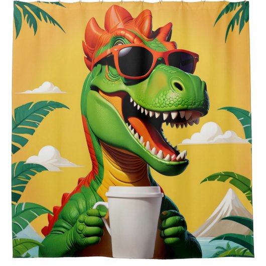 T-Rex Dinosaur Grappig Douchegordijn (Voorkant)