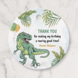 T-Rex Dinosaur Greenery Birthday Dank u Bedankjes Labels