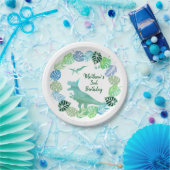 T-Rex Dinosaur Greenery Birthday Papieren Bordje (Feest)