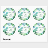 T-Rex Dinosaur Greenery Birthday Ronde Sticker (Vel)
