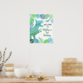 T-Rex Dinosaur Greenery Birthday Welkom Poster (Keuken)