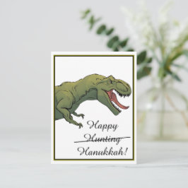 T-Rex Dinosaur Hanukkah Wenskaart Briefkaart