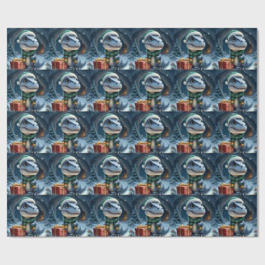 T-Rex Dinosaur Holiday Wrapping Paper Cadeaupapier (Vlak)