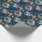 T-Rex Dinosaur Holiday Wrapping Paper Cadeaupapier (Hoek)