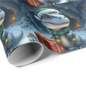 T-Rex Dinosaur Holiday Wrapping Paper Cadeaupapier (Rol Hoek)