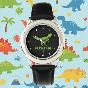 T rex dinosaur horloge gepersonaliseerd met kinder