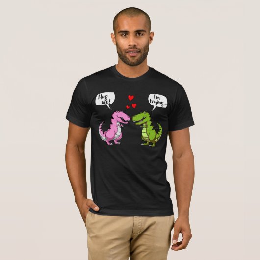 T-Rex Dinosaur Hug me Funny Couke T-shirt (Voorkant volledig)