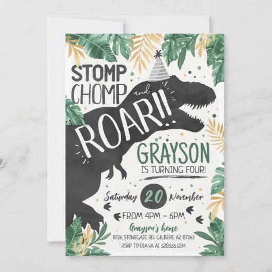 T-Rex Dinosaur Invitation d'anniversaire (Devant)