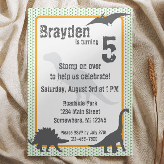 T-Rex Dinosaur Invitation d'anniversaire