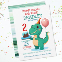 T Rex Dinosaur Invitation de fête d'anniversaire
