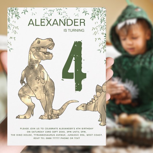 T-Rex Dinosaur Invitation de fête d'anniversaire