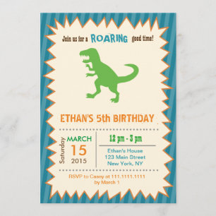 T Rex Dinosaur Invitations de fête d'anniversaire