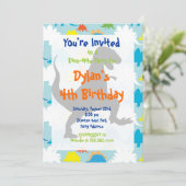 T Rex Dinosaur Invitations de fête d'anniversaire (Debout devant)