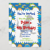 T Rex Dinosaur Invitations de fête d'anniversaire (Devant / Derrière)