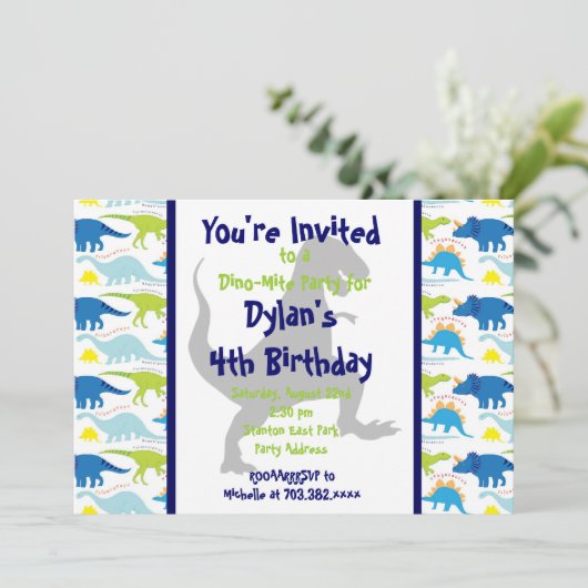 T Rex Dinosaur Invitations du parti Anniversaire d (Debout devant)