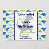 T Rex Dinosaur Invitations du parti Anniversaire d (Devant / Derrière)