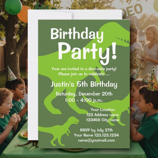 T-Rex Dinosaur invitations pour fêtes d'anniversai
