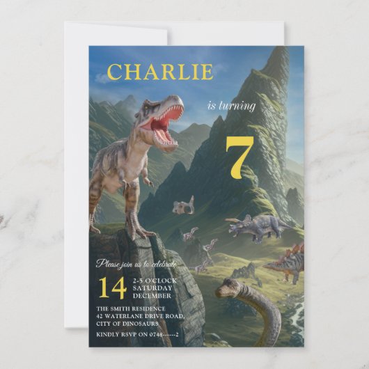 T-Rex Dinosaur Island Invitation d'anniversaire po (Devant)