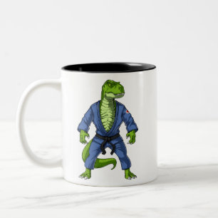 T-Rex Dinosaur Jiu-Jitsu Tweekleurige Koffiemok
