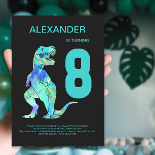 T-Rex Dinosaur Jongens 8e Verjaardagsfeestje Kaart