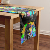 T-Rex Dinosaur Jurassic Reptile on Paint Stains Korte Tafelloper (Voorbeeld)