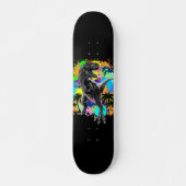 T-Rex Dinosaur Jurassic Reptile on Paint Stains Skateboard (Voorkant)