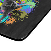 T-Rex Dinosaur Jurassic Reptile on Paint Stains Snijplank (Hoek)