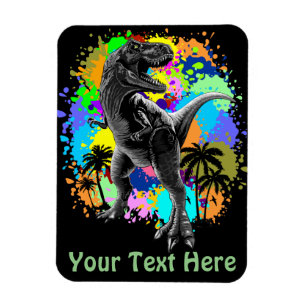 T-Rex Dinosaur Jurassic Reptile on Surreal Rainbow Magneet