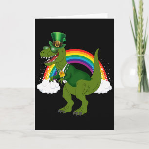 T-rex Dinosaur Leprechaun Regenboog St Patricks Da Kaart