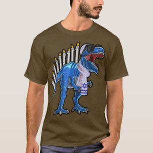 T-Rex Dinosaur Menorah Hanukkah Funny Holiday Chan T-shirt