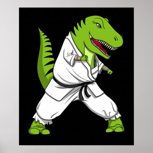 T-Rex Dinosaur Ninja Martial Arts Karate Poster (Voorkant)