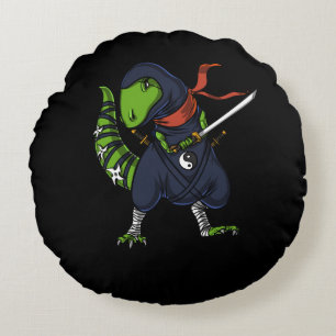 T-Rex Dinosaur Ninja Samurai Warrior Rond Kussen