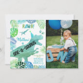 T Rex Dinosaur One-a-saurus First Birthday Kaart (Voorkant)