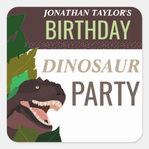 T Rex Dinosaur Party Children's Birthday Vierkante Sticker