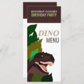 T Rex Dinosaur Party Menu d'anniversaire pour enfa (Devant / Derrière)