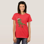 T-Rex Dinosaur Père Noël Noël Noël T-Shirt (Devant entier)