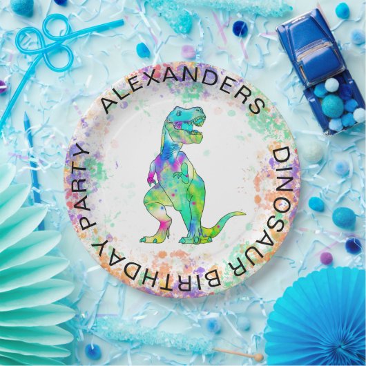 T Rex Dinosaur Persoonlijke kinderen Birthday Part Papieren Bordje (Feest)